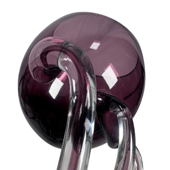 Vintage Jozefina Krosno MCM Jellyfish Glass Pedestal Bowl Wine Candle Amethyst - Picture 5 of 10